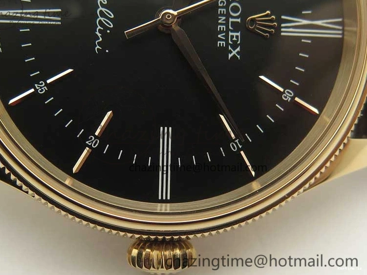 1222 Tailored Cellini Time 50509 RG MKF Best Edition Black Dial Roman Marker on Brown Leather Strap A3132 V 3406